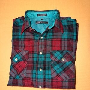Van Heusen Teal and Maroon Plaid Button-Down Shirt